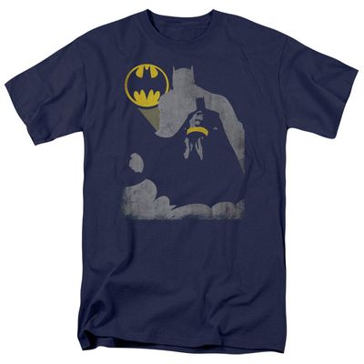 Batman Bat Knockout Mens T Shirt Navy Blue Retro Pop Classics