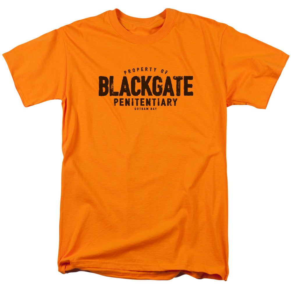 Batman Blackgate Mens T Shirt Orange Retro Pop Classics