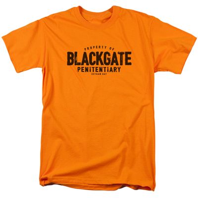 Batman Blackgate Mens T Shirt Orange Retro Pop Classics