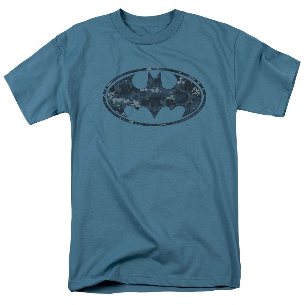 Batman Navy Blue Camo Shield Mens T Shirt Slate Retro Pop Classics