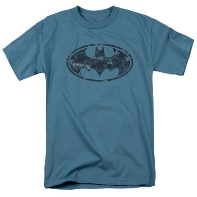 Batman Navy Blue Camo Shield Mens T Shirt Slate Retro Pop Classics