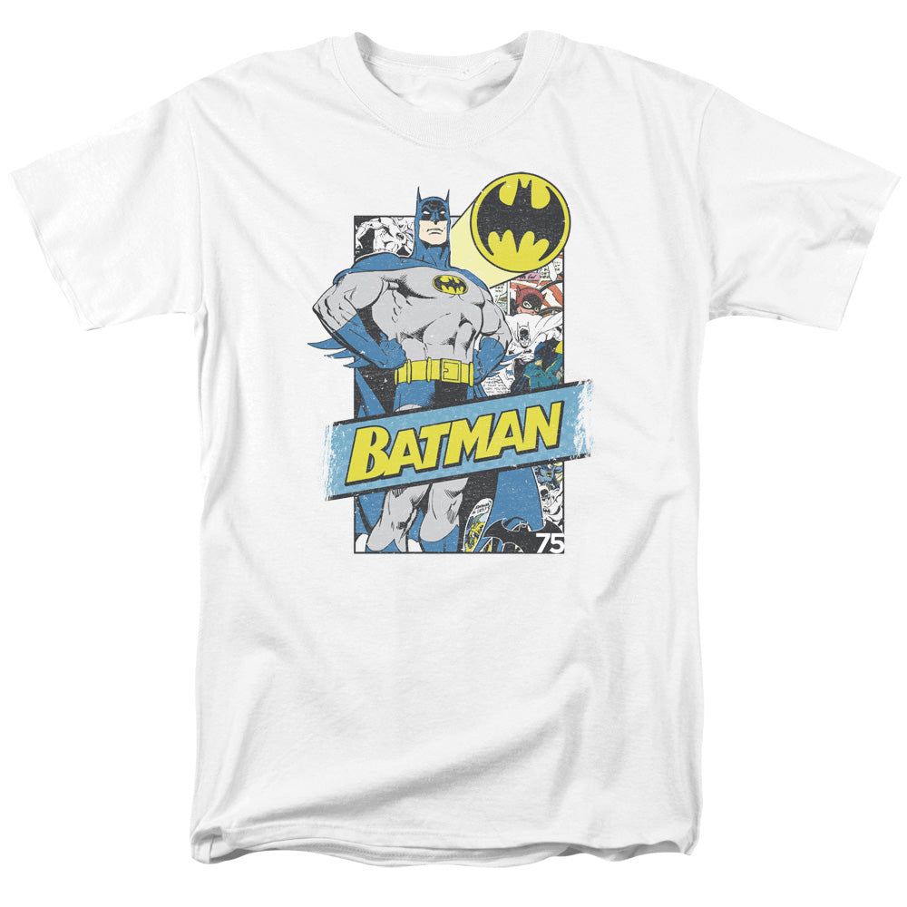 Batman Out Of The Pages Mens T Shirt White Retro Pop Classics
