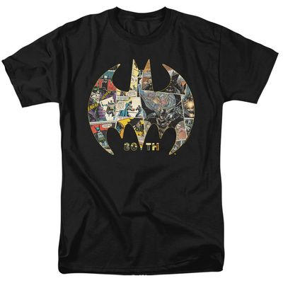 Batman 80th Shield Mens T Shirt Black Retro Pop Classics