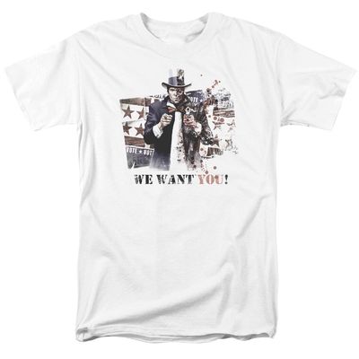 Batman Arkham City We Want You Mens T Shirt White Retro Pop Classics