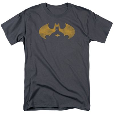 Batman Bat Symbol Knockout Mens T Shirt Charcoal Retro Pop Classics