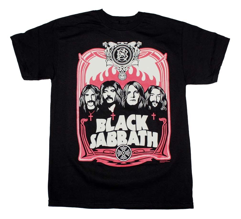 Black Sabbath Red Flames Mens T Shirt Black Retro Pop Classics