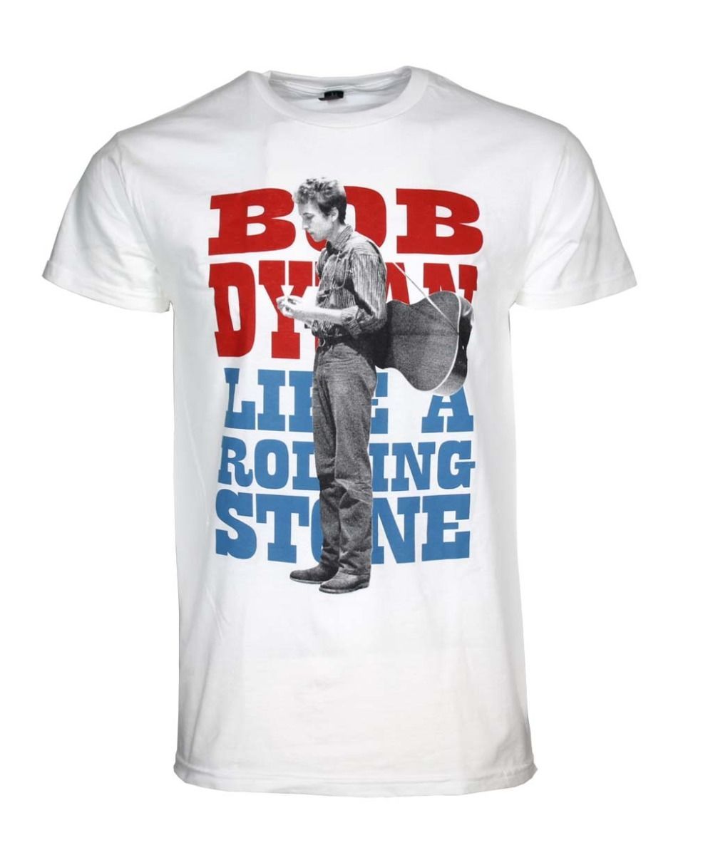 Bob Dylan Standing Stone Mens T Shirt White Retro Pop Classics