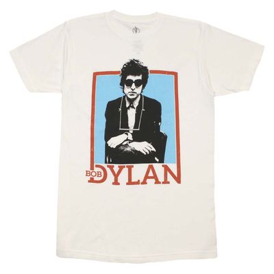Bob Dylan Name Outline Mens T Shirt White Retro Pop Classics