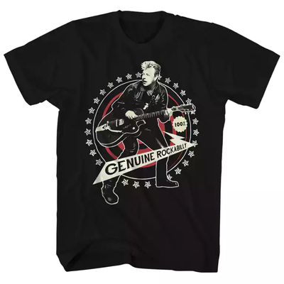 Brian Setzer Genuine Rockabilly Mens T Shirt Black Retro Pop Classics
