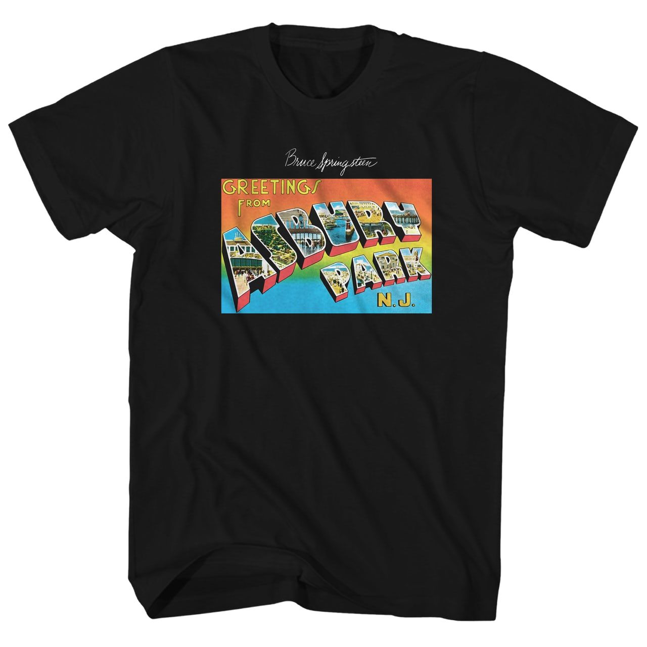 Bruce Springsteen Greetings From Asbury Park Mens T Shirt Black Retro Pop Classics