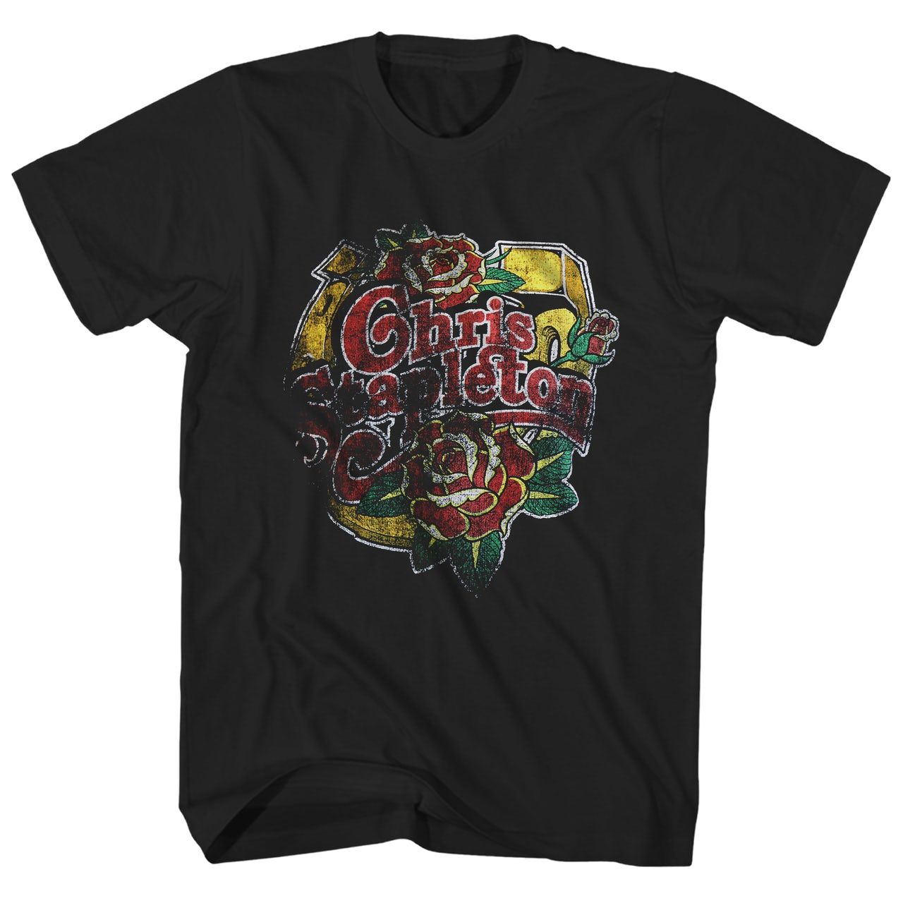 Chris Stapleton Horseshoe Roses Mens T Shirt Black Retro Pop Classics
