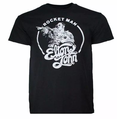Elton John Rocket Man Circle Mens T Shirt Black Retro Pop Classics