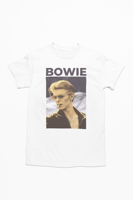 David Bowie Smoking Mens T Shirt White Retro Pop Classics