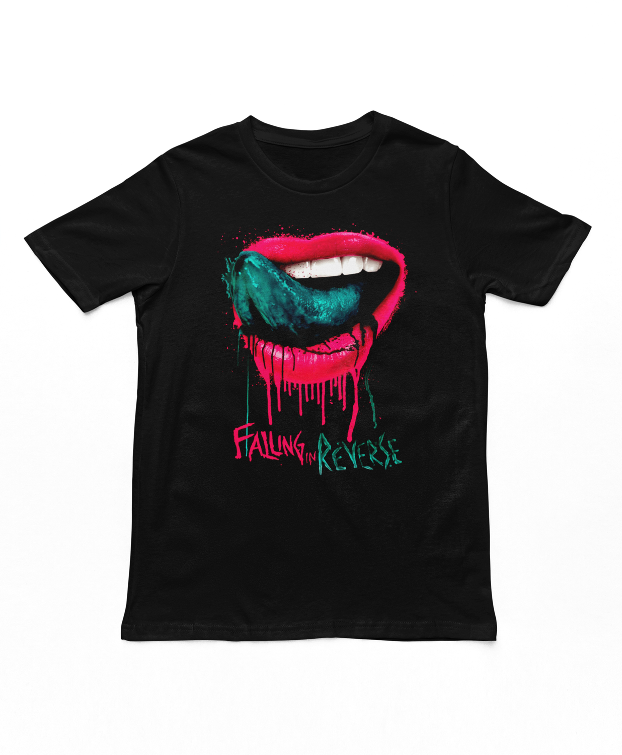 Falling in Reverse Lips Mens T Shirt Black Retro Pop Classics