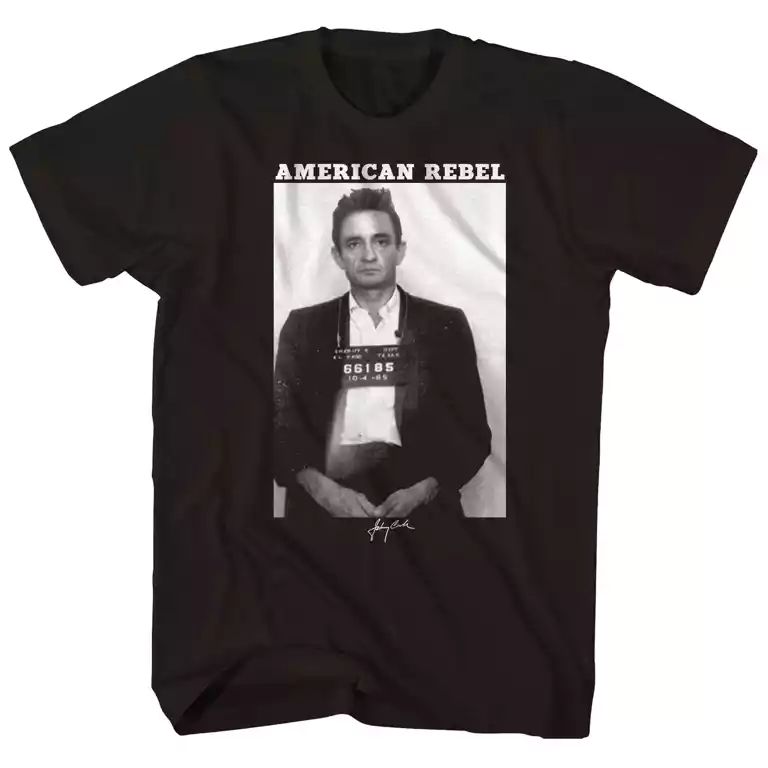 Johnny Cash Mug Shot Mens T Shirt Black Retro Pop Classics