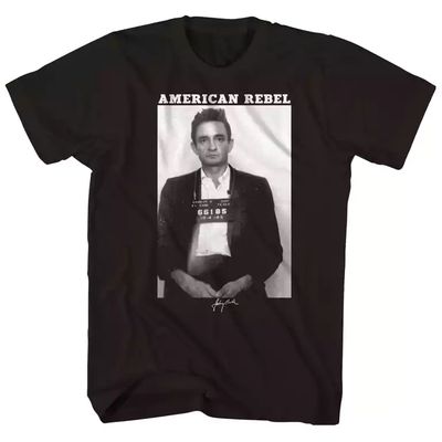 Johnny Cash Mug Shot Mens T Shirt Black Retro Pop Classics