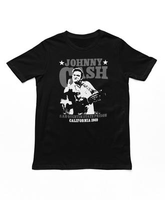 Johnny Cash San Quentin Stars Mens T Shirt Black Retro Pop Classics