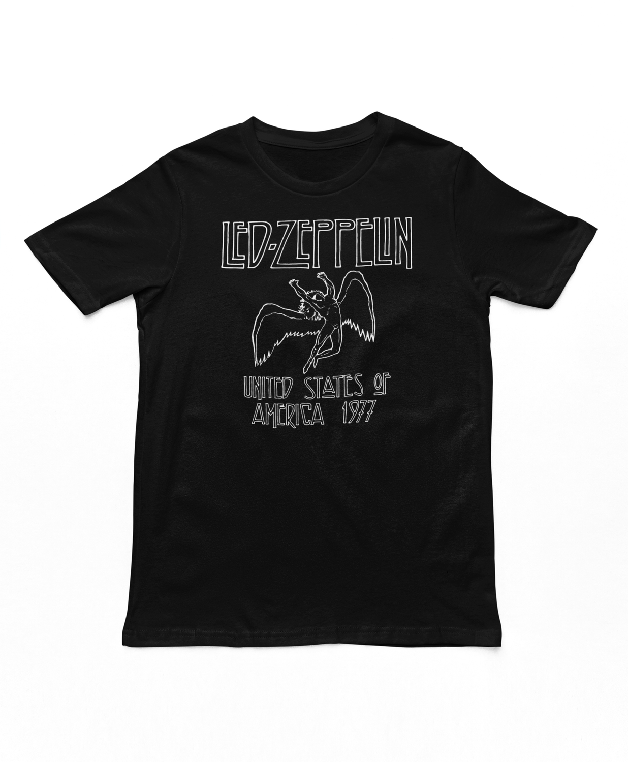 Led Zeppelin Black USA 77 Photo Mens T Shirt Black Retro Pop Classics