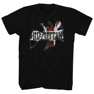 Led Zeppelin Icarus Flag Mens T Shirt Black Retro Pop Classics
