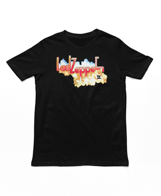 Led Zeppelin II Logo With Clouds Mens T Shirt Black Retro Pop Classics