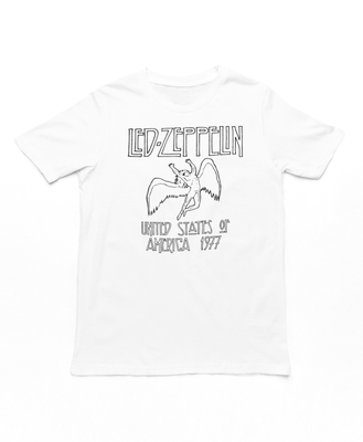 Led Zeppelin USA 77 Mens T Shirt White Retro Pop Classics