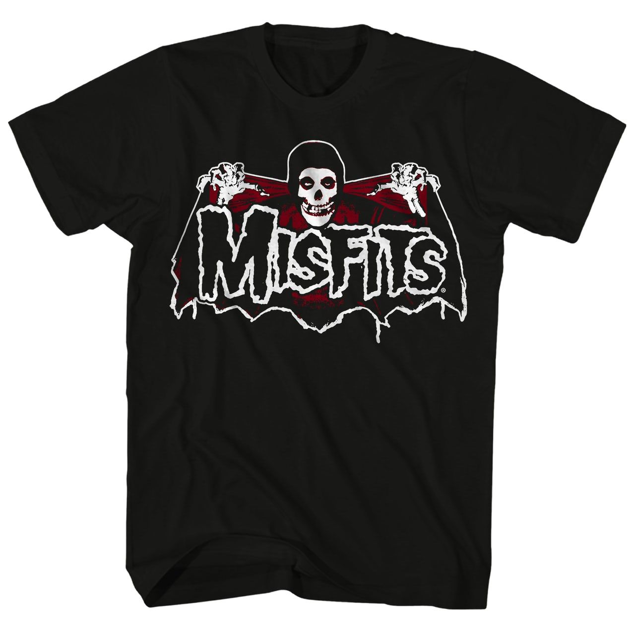The Misfits Batfiend Skull And Wings Red Logo Mens T Shirt Black Retro Pop Classics