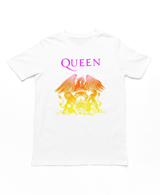 Queen Crest Mens T Shirt White Retro Pop Classics