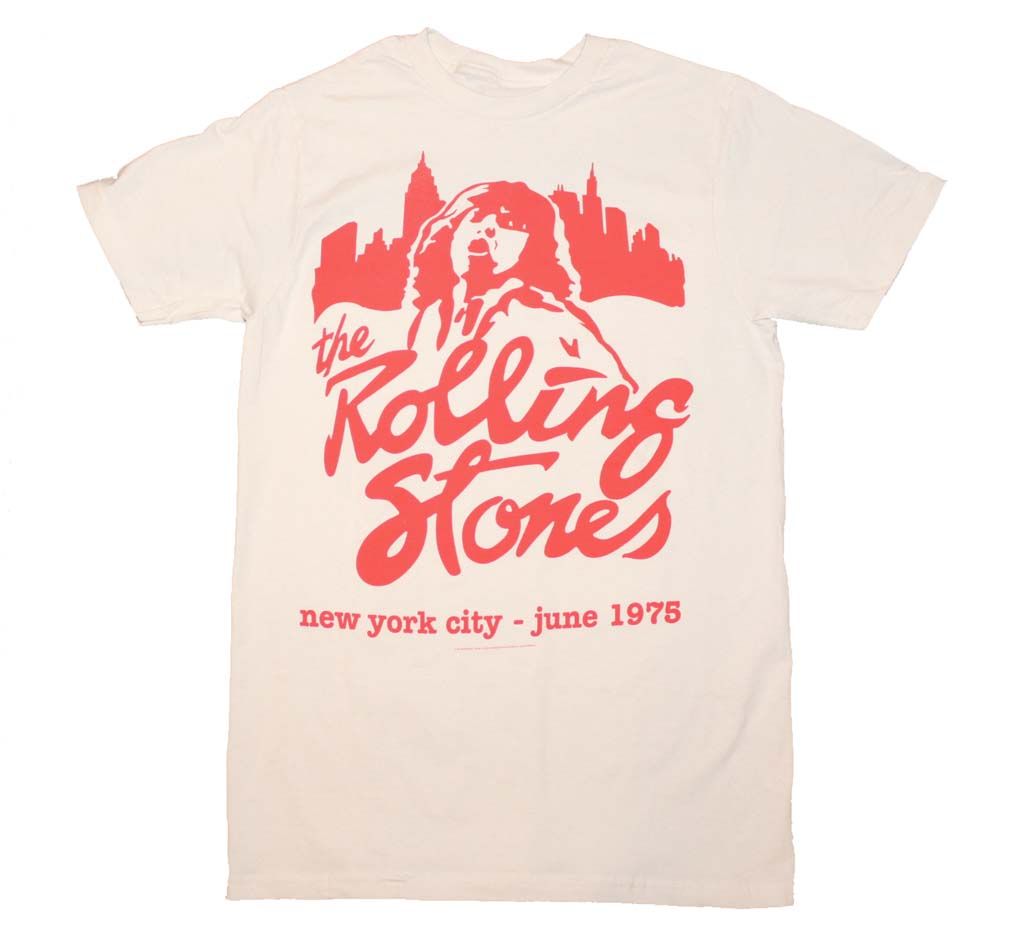 Rolling Stones Mick June 1975 Mens T Shirt Vntage White Retro Pop Classics