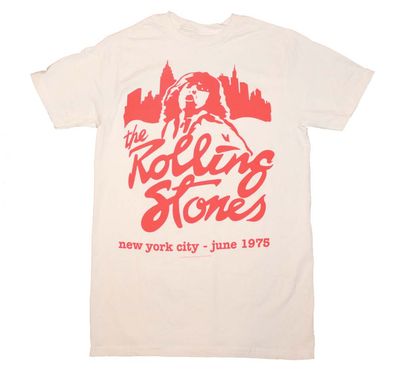 Rolling Stones Mick June 1975 Mens T Shirt Vntage White Retro Pop Classics