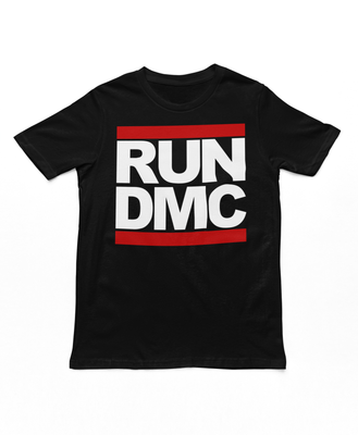 RUN DMC Logo Mens T Shirt Black Retro Pop Classics