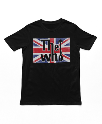 The Who Union Jack Logo Mens T Shirt Black Retro Pop Classics