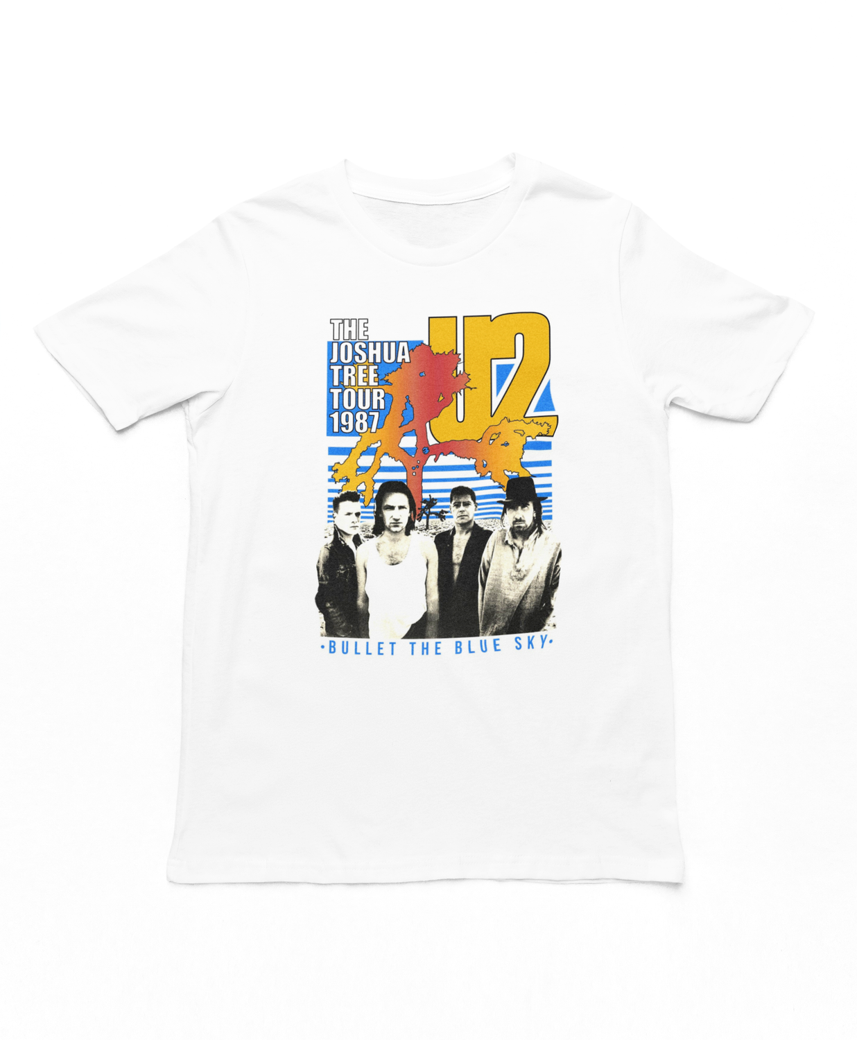 U2 Bullet the Blue Sky Mens T Shirt White Retro Pop Classics
