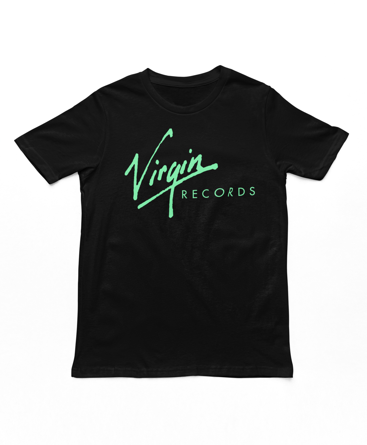 Virgin Records Green Logo Mens T Shirt Black Retro Pop Classics