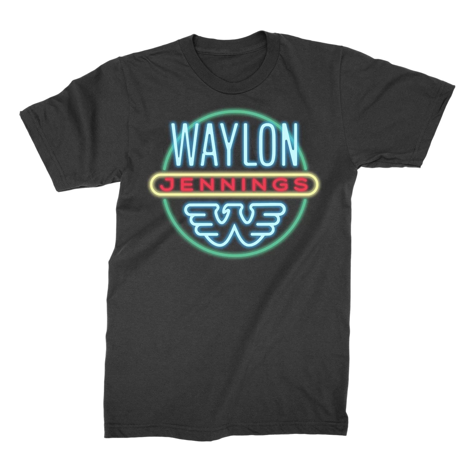 Waylon Jennings Neon Mens T Shirt Black Retro Pop Classics