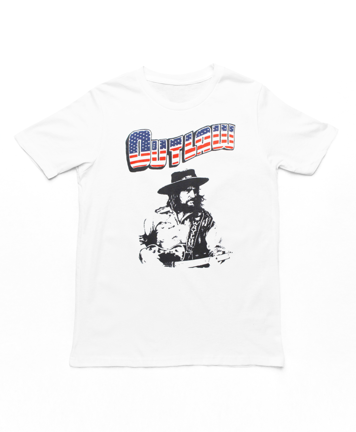 Waylon Jennings Outlaw Mens T Shirt White Retro Pop Classics