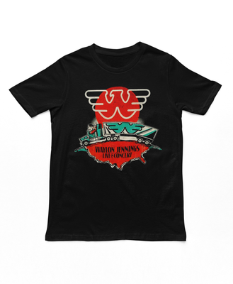 Waylon Jennings Live Mens T Shirt Black Retro Pop Classics