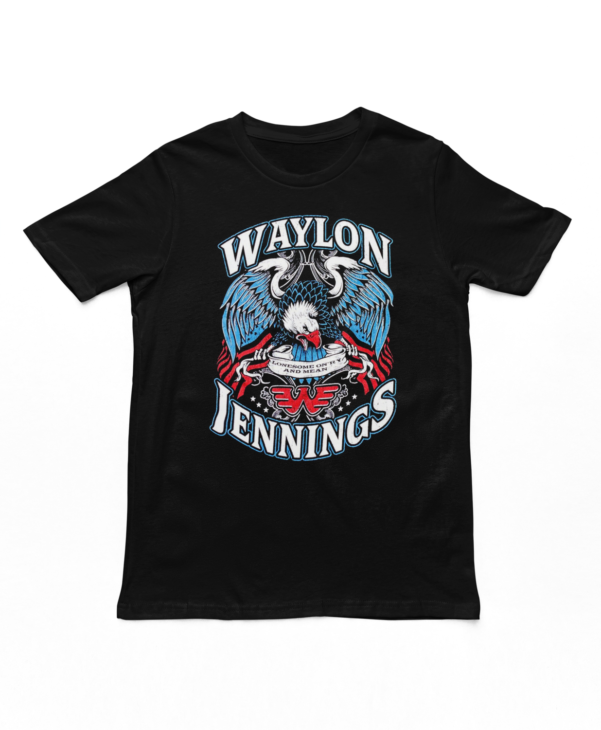Waylon Jennings Lonesome Mens T Shirt Black Retro Pop Classics