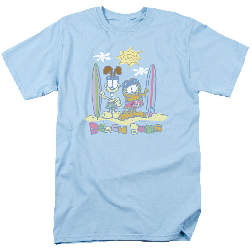 Garfield Beach Bums Mens T Shirt Light Blue Retro Pop Classics