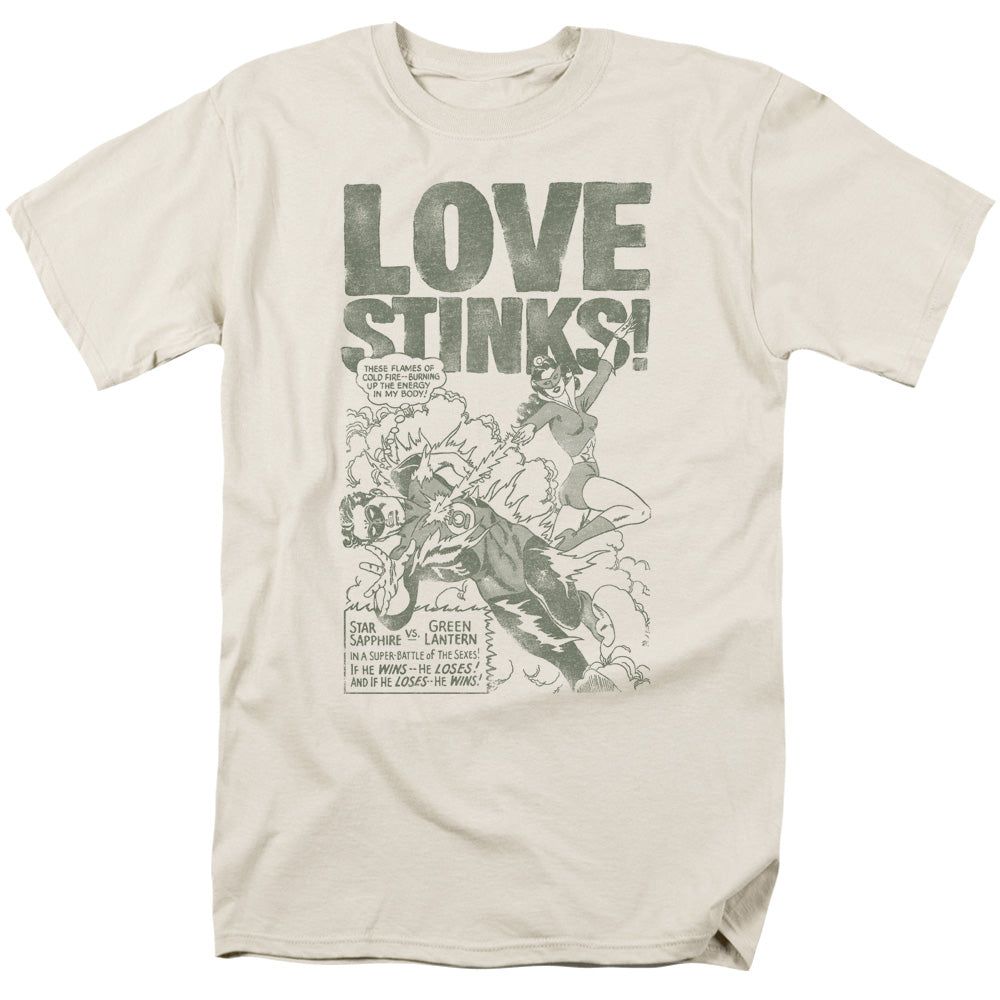 Green Lantern Love Stinks Mens T Shirt Cream Retro Pop Classics