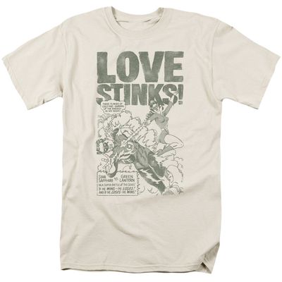 Green Lantern Love Stinks Mens T Shirt Cream Retro Pop Classics