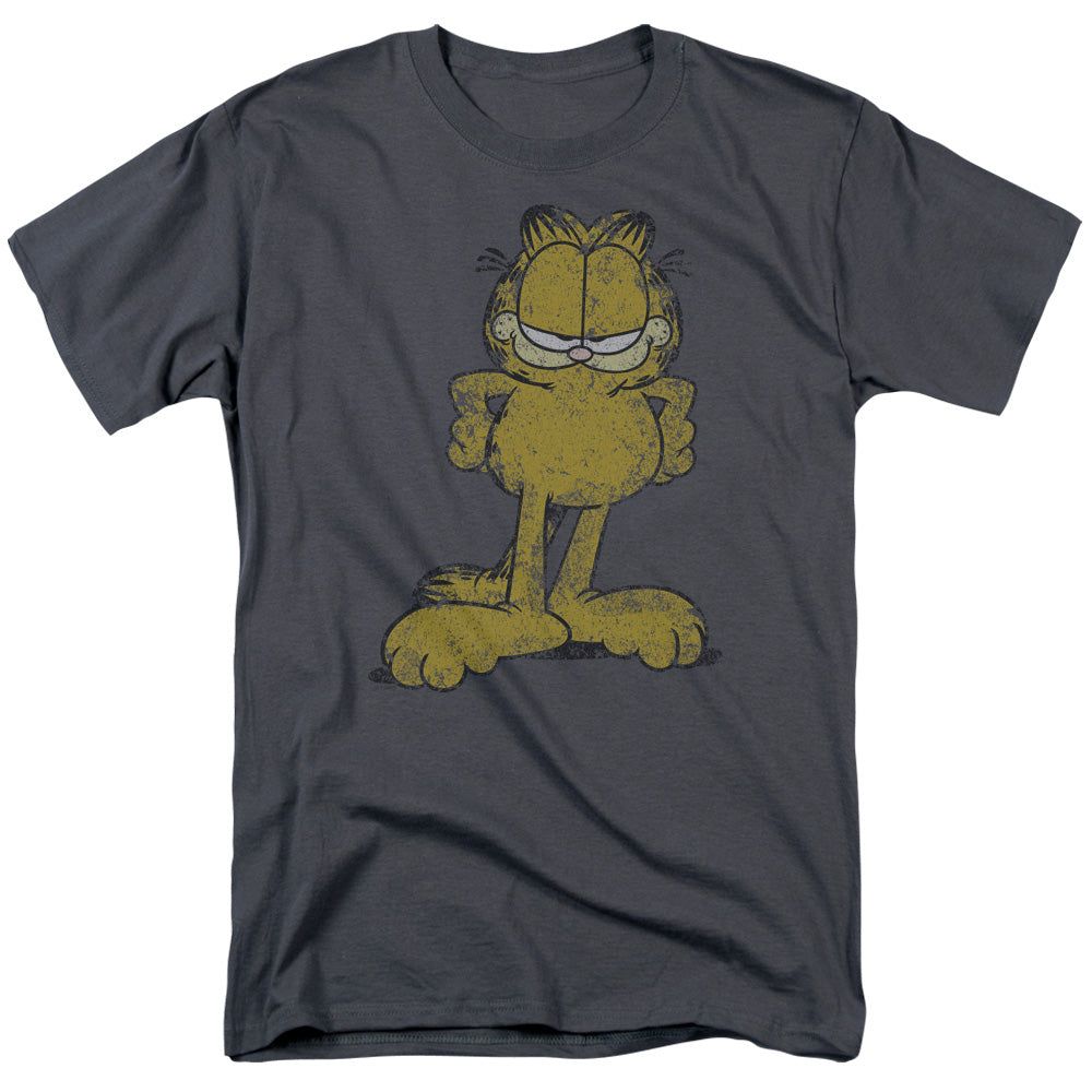 Garfield Big Ol Cat Mens T Shirt Charcoal Retro Pop Classics