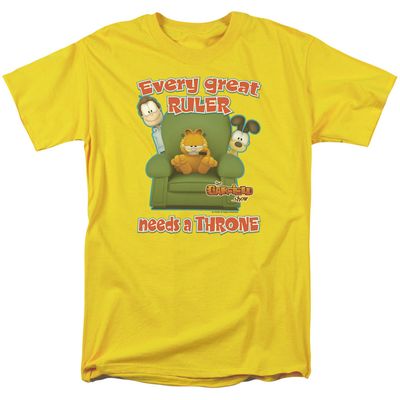 Garfield Throne Mens T Shirt Yellow Retro Pop Classics