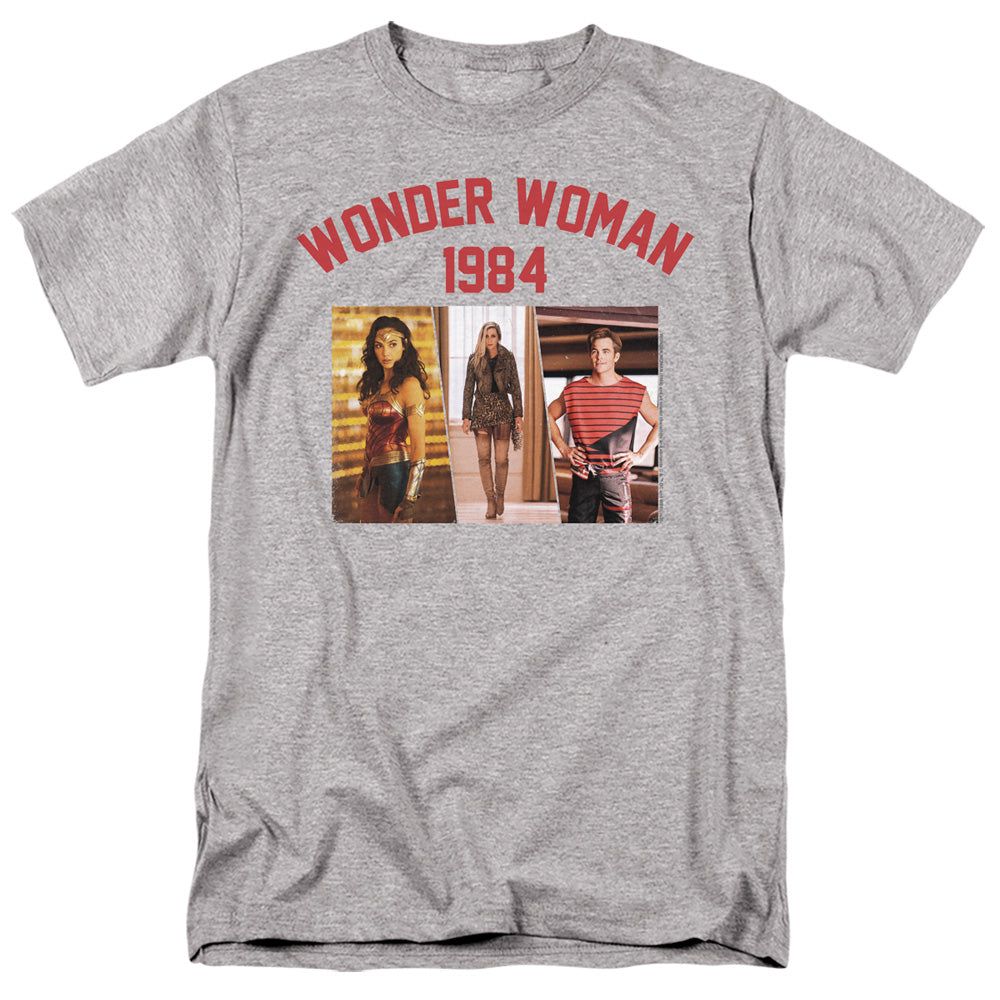 Wonder Woman 84 Collegiate Montage Mens T Shirt Athletic Heather Retro Pop Classics
