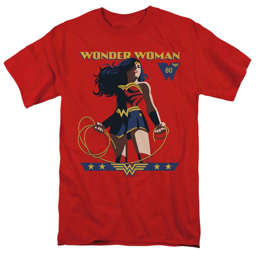 Wonder Woman Ww 80Th Stance Mens T Shirt Red Retro Pop Classics