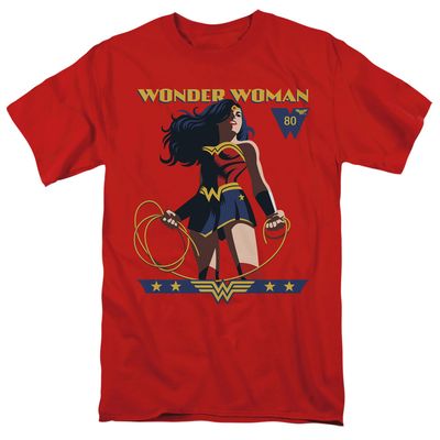 Wonder Woman Ww 80Th Stance Mens T Shirt Red Retro Pop Classics