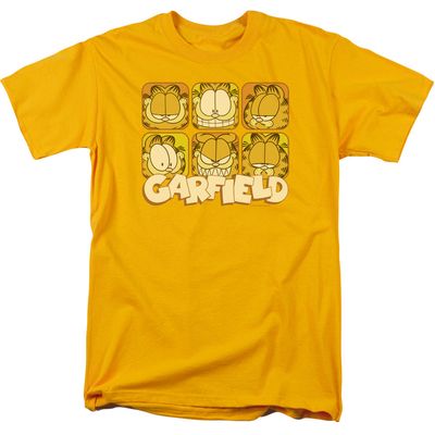 Garfield Many Faces Mens T Shirt Gold Retro Pop Classics