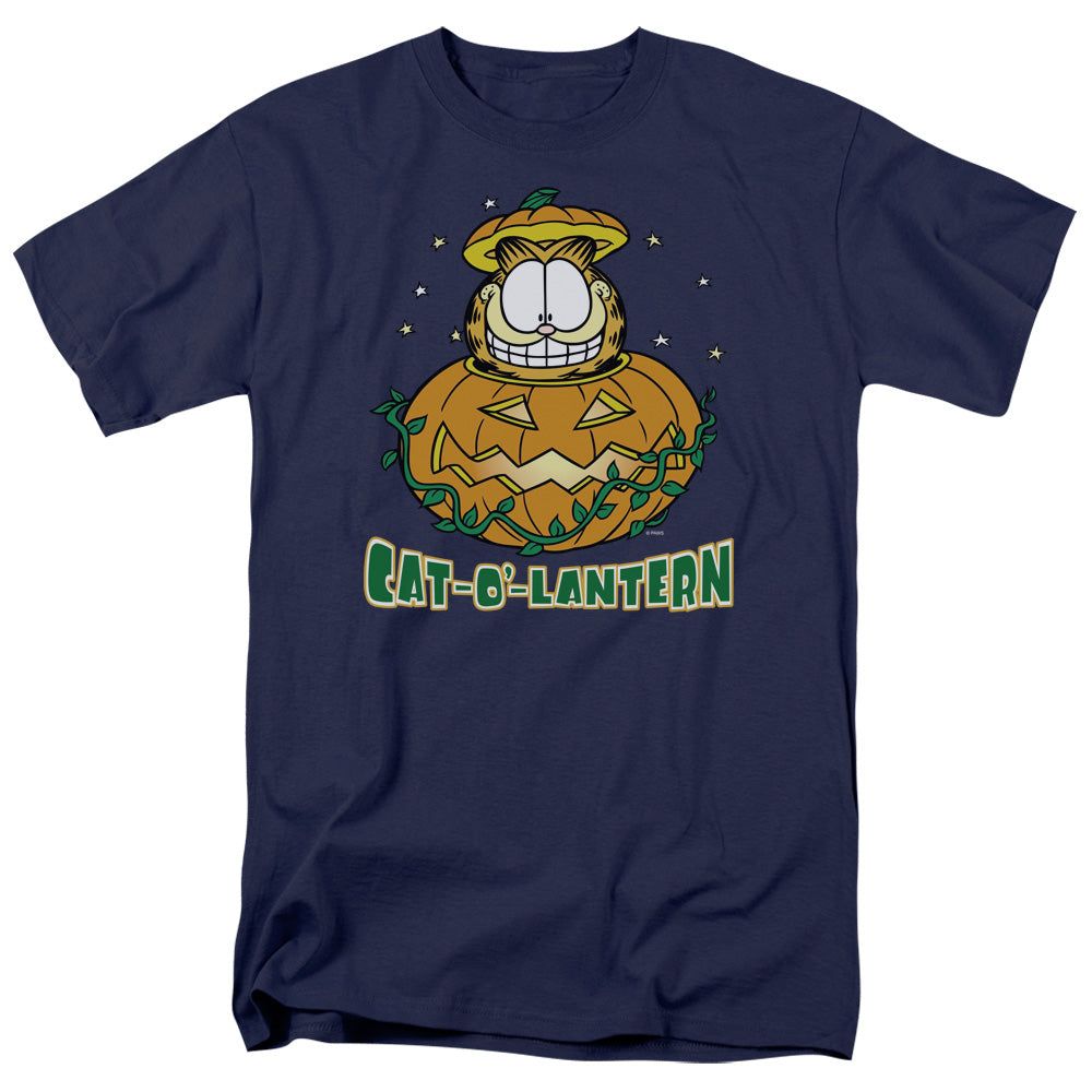 Garfield Cat O Lantern Mens T Shirt Navy Blue Retro Pop Classics