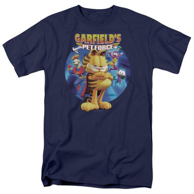 Garfield Dvd Art Mens T Shirt Navy Blue Retro Pop Classics