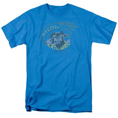 Dc Meow Catwoman Mens T Shirt Turquoise Retro Pop Classics