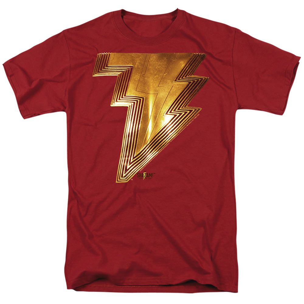 Shazam! Fury Of The Gods Realistic Shazam Logo Mens T Shirt Cardinal Retro Pop Classics